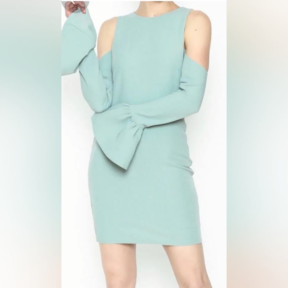 Endless Rose cut out shoulder dress, powder blue, bell sleeves, bodycon, size S